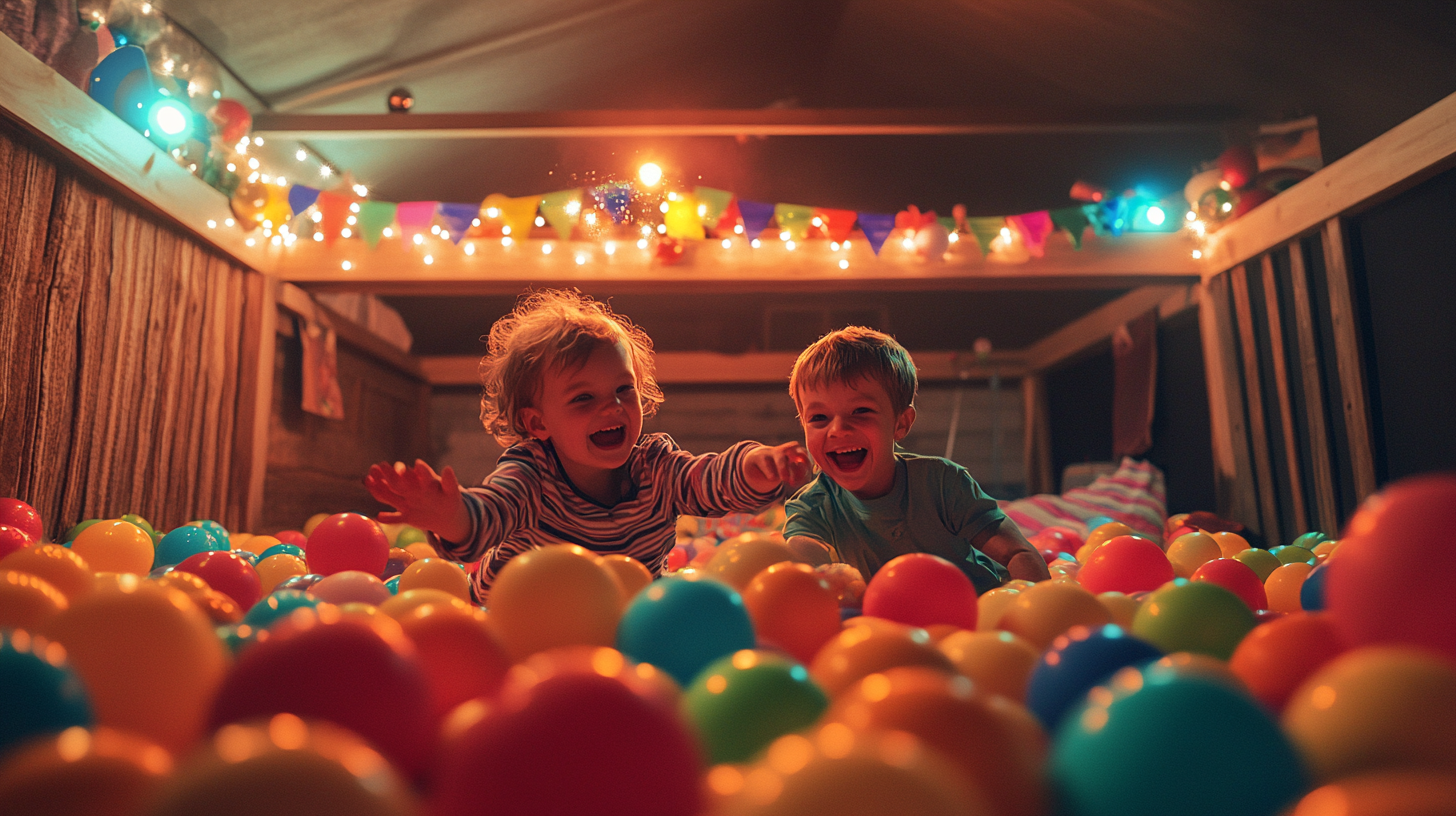 dzieci bawjące się w basenie z kulkami